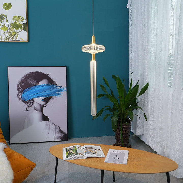 Solara Lampe à suspension en cristal cylindrique Cipher contemporaine - Neutralighting