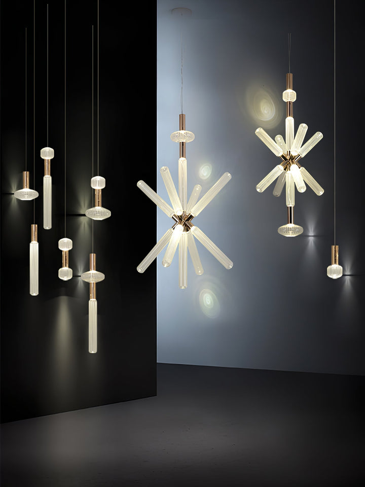 Solara Lampe à suspension en cristal cylindrique Cipher contemporaine - Neutralighting