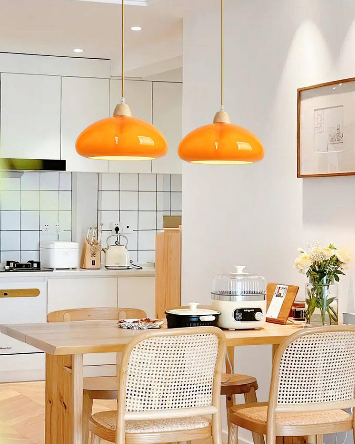 Suspension Arrondi Verre Ombre Bois Espiègle Moderne - Neutralighting