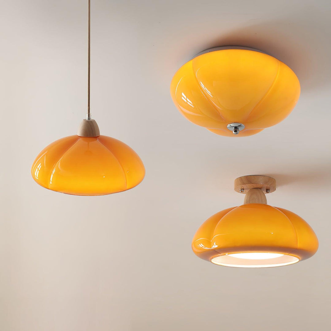 Suspension Arrondi Verre Ombre Bois Espiègle Moderne - Neutralighting