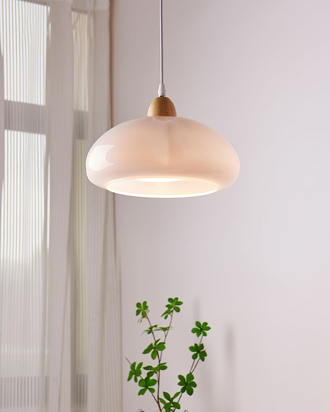 Suspension Arrondi Verre Ombre Bois Espiègle Moderne - Neutralighting