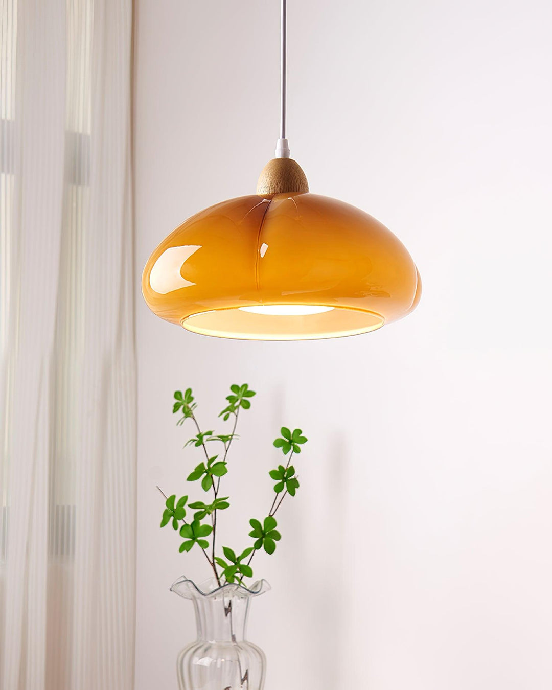 Suspension Arrondi Verre Ombre Bois Espiègle Moderne - Neutralighting