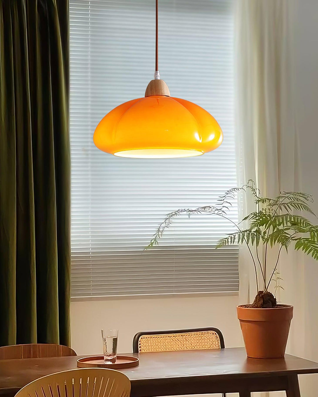 Suspension Arrondi Verre Ombre Bois Espiègle Moderne - Neutralighting