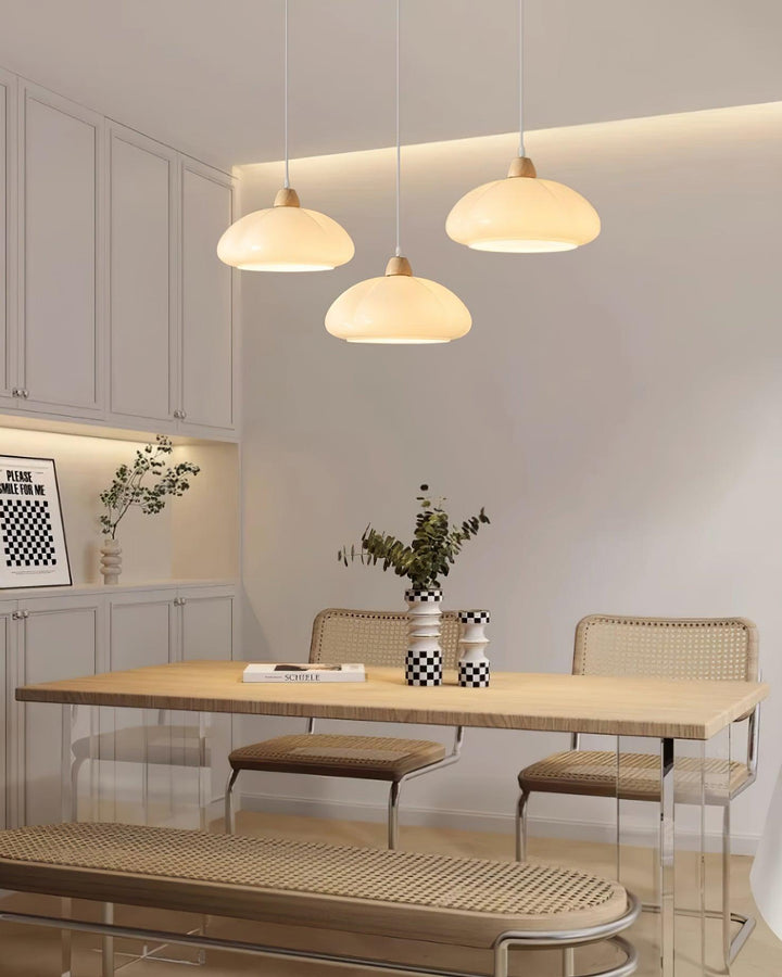 Suspension Arrondi Verre Ombre Bois Espiègle Moderne - Neutralighting