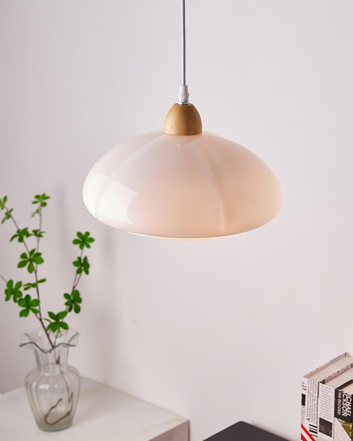 Suspension Arrondi Verre Ombre Bois Espiègle Moderne - Neutralighting