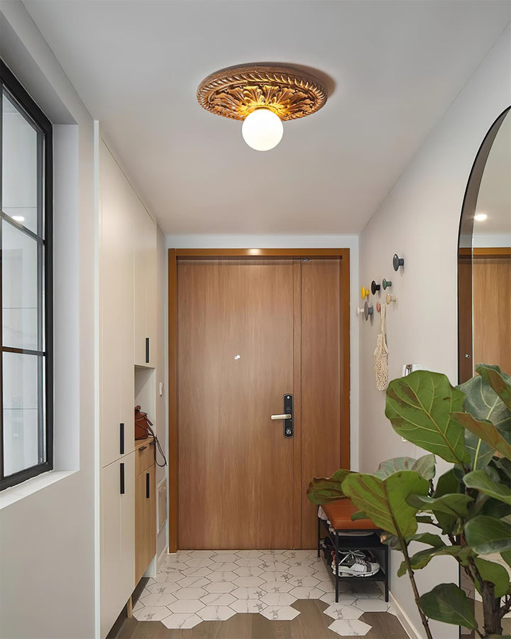 Corvella Plafonnier Bois Sculpté Vintage - Neutralighting