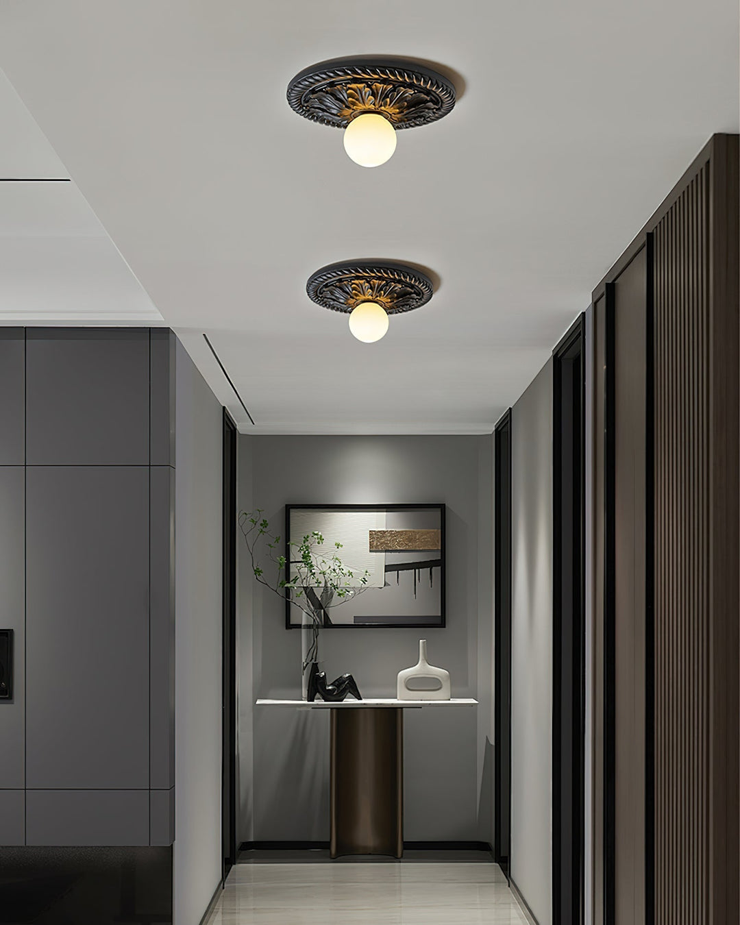 Corvella Plafonnier Bois Sculpté Vintage - Neutralighting