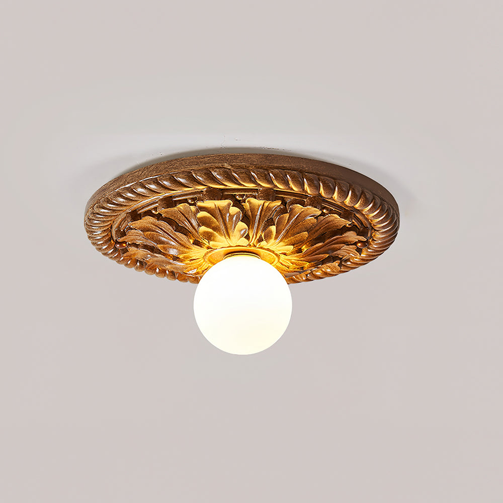 Corvella Plafonnier Bois Sculpté Vintage - Neutralighting