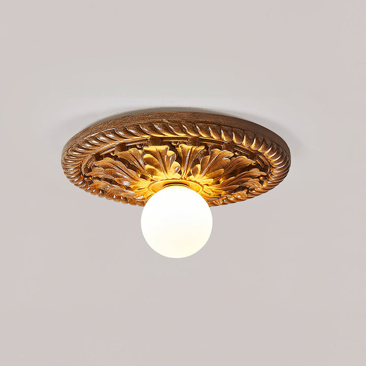Corvella Plafonnier Bois Sculpté Vintage - Neutralighting