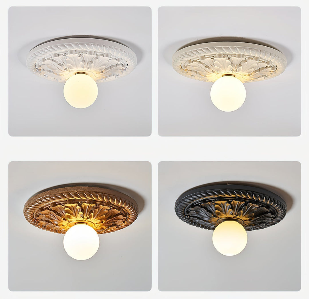Corvella Plafonnier Bois Sculpté Vintage - Neutralighting