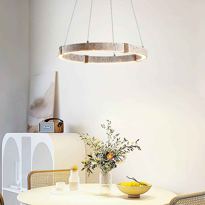 Lumae Suspension en Forme d’anneau en Pierre Travertin - Neutralighting
