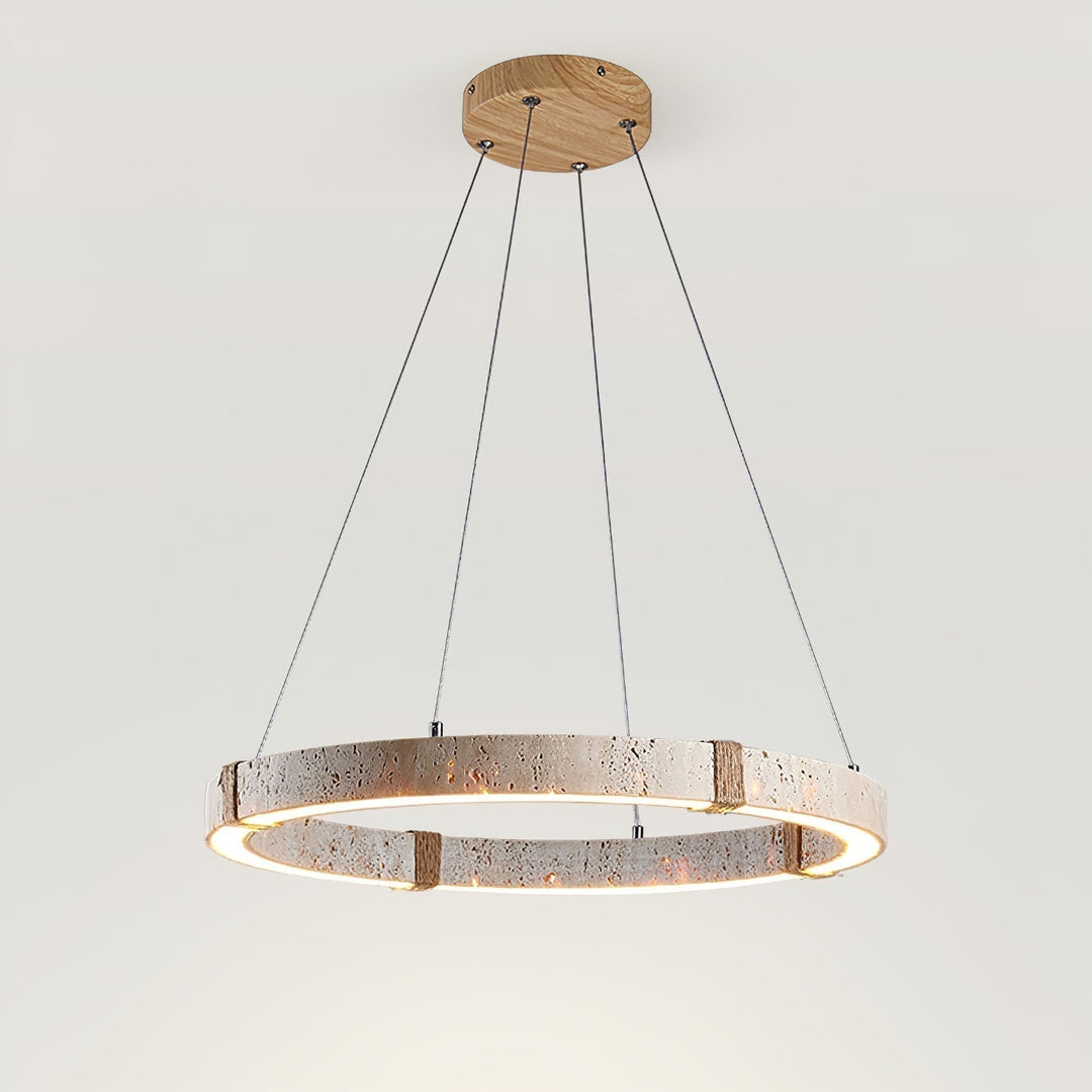 Lumae Suspension en Forme d’anneau en Pierre Travertin - Neutralighting