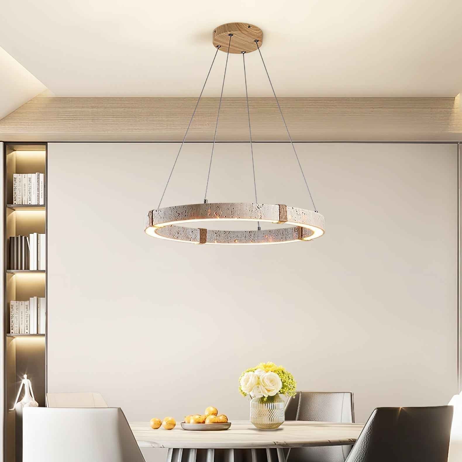 Lumae Suspension en Forme d’anneau en Pierre Travertin - Neutralighting