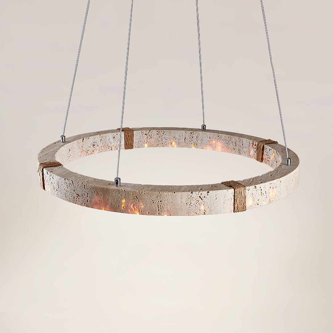 Lumae Suspension en Forme d’anneau en Pierre Travertin - Neutralighting