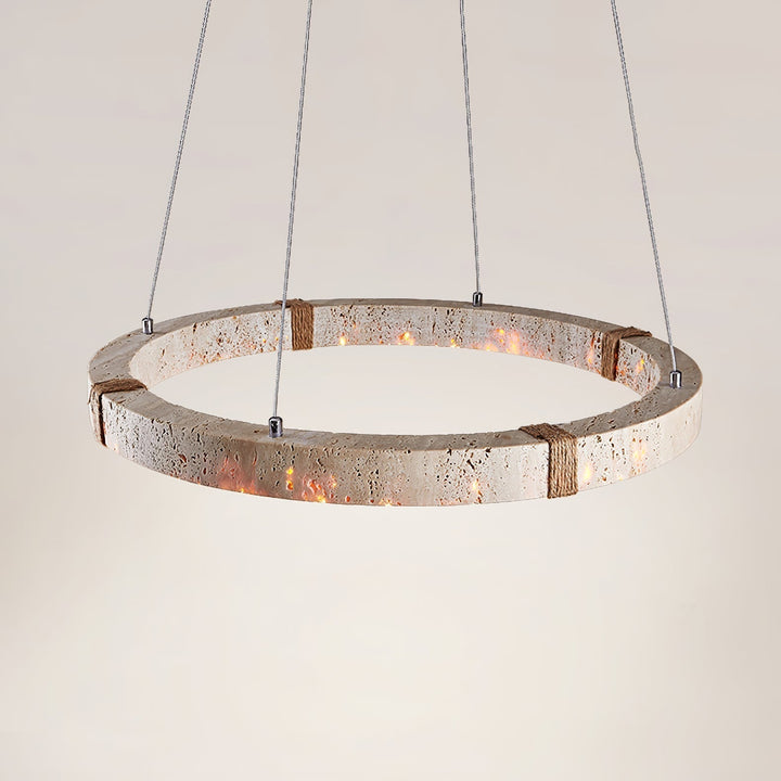 Lumae Suspension en Forme d’anneau en Pierre Travertin - Neutralighting