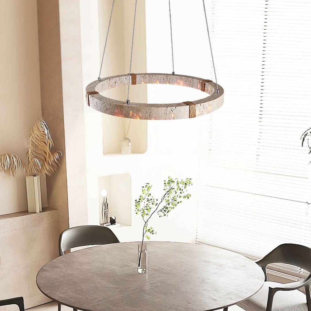 Lumae Suspension en Forme d’anneau en Pierre Travertin - Neutralighting