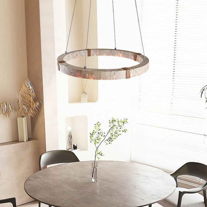 Lumae Suspension en Forme d’anneau en Pierre Travertin - Neutralighting
