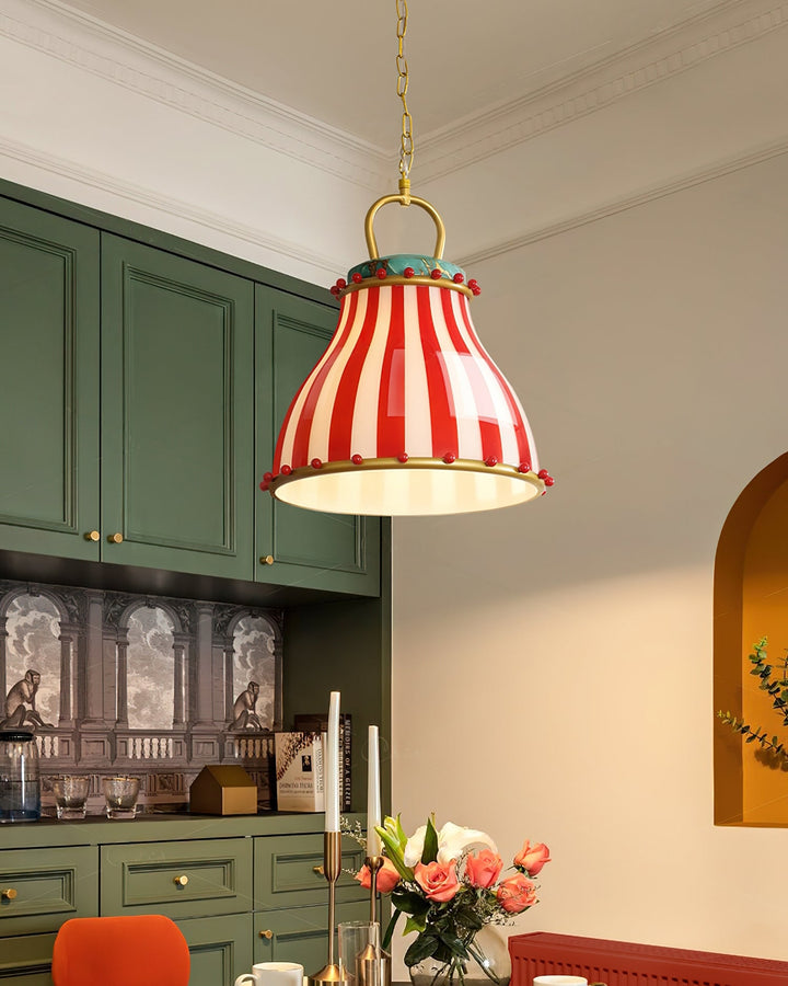 Flick Lampe Pendante en Verre Rayures Rouges et Blanches - Neutralighting