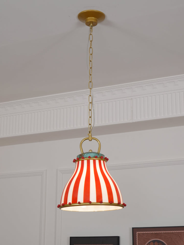 Flick Lampe Pendante en Verre Rayures Rouges et Blanches - Neutralighting