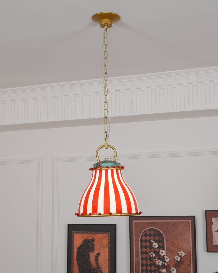 Flick Lampe Pendante en Verre Rayures Rouges et Blanches - Neutralighting