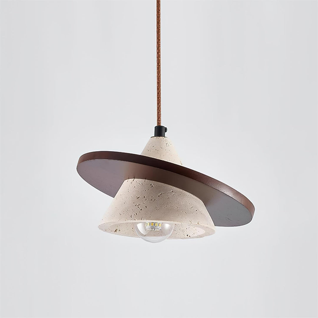 Ritta Suspension Bois Disque Travertin - Neutralighting