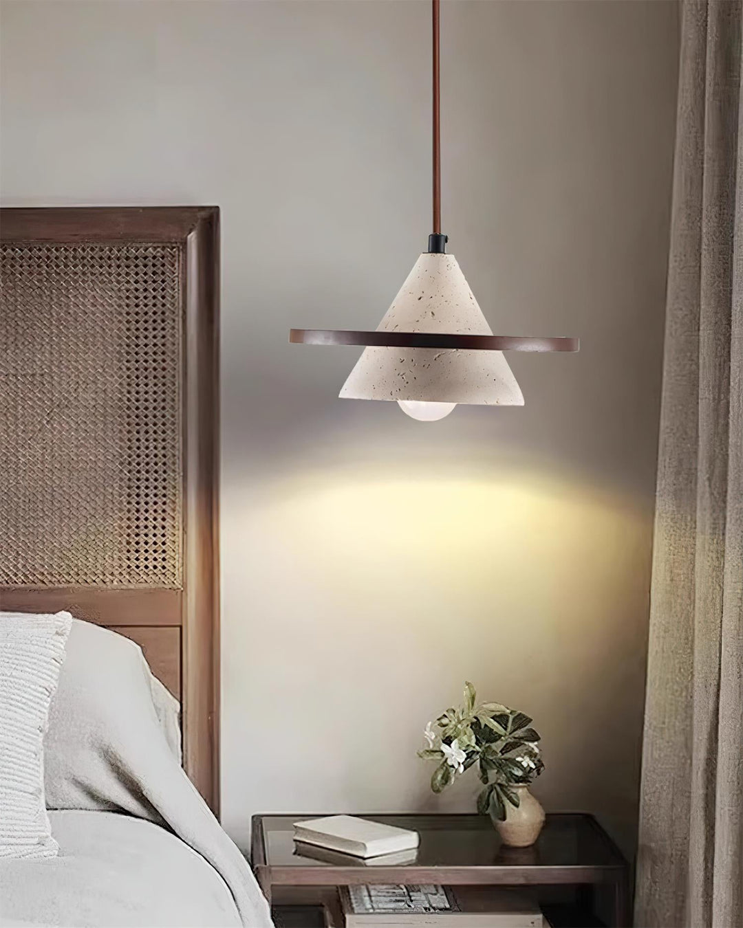 Ritta Suspension Bois Disque Travertin - Neutralighting