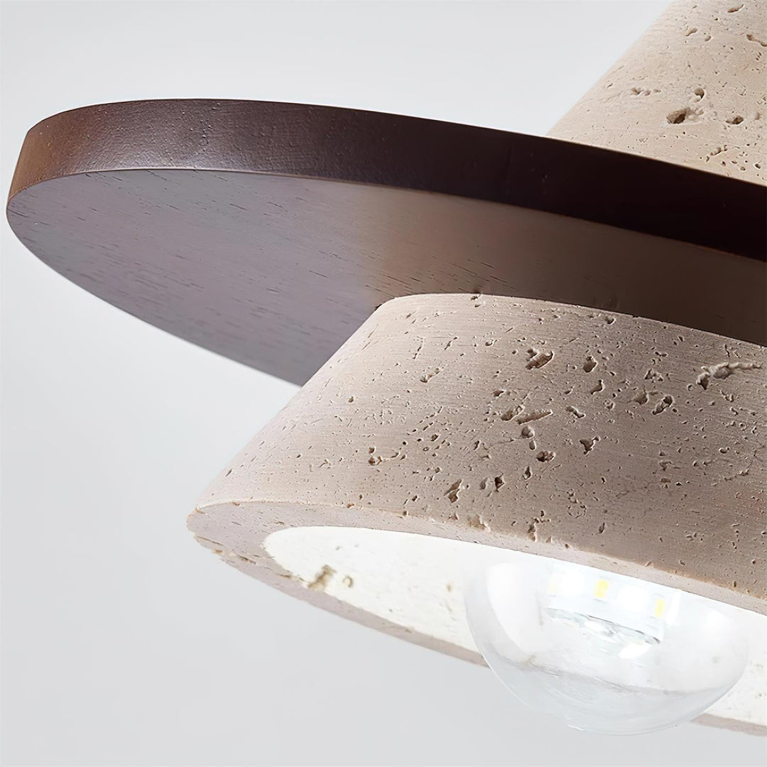 Ritta Suspension Bois Disque Travertin - Neutralighting