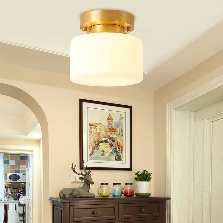 Elsilisra Plafonnier Flush Art Nordique Laiton Verre - Neutralighting