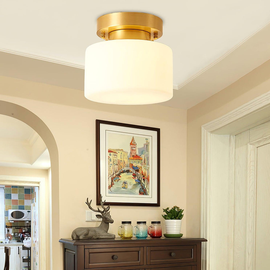Elsilisra Plafonnier Flush Art Nordique Laiton Verre - Neutralighting