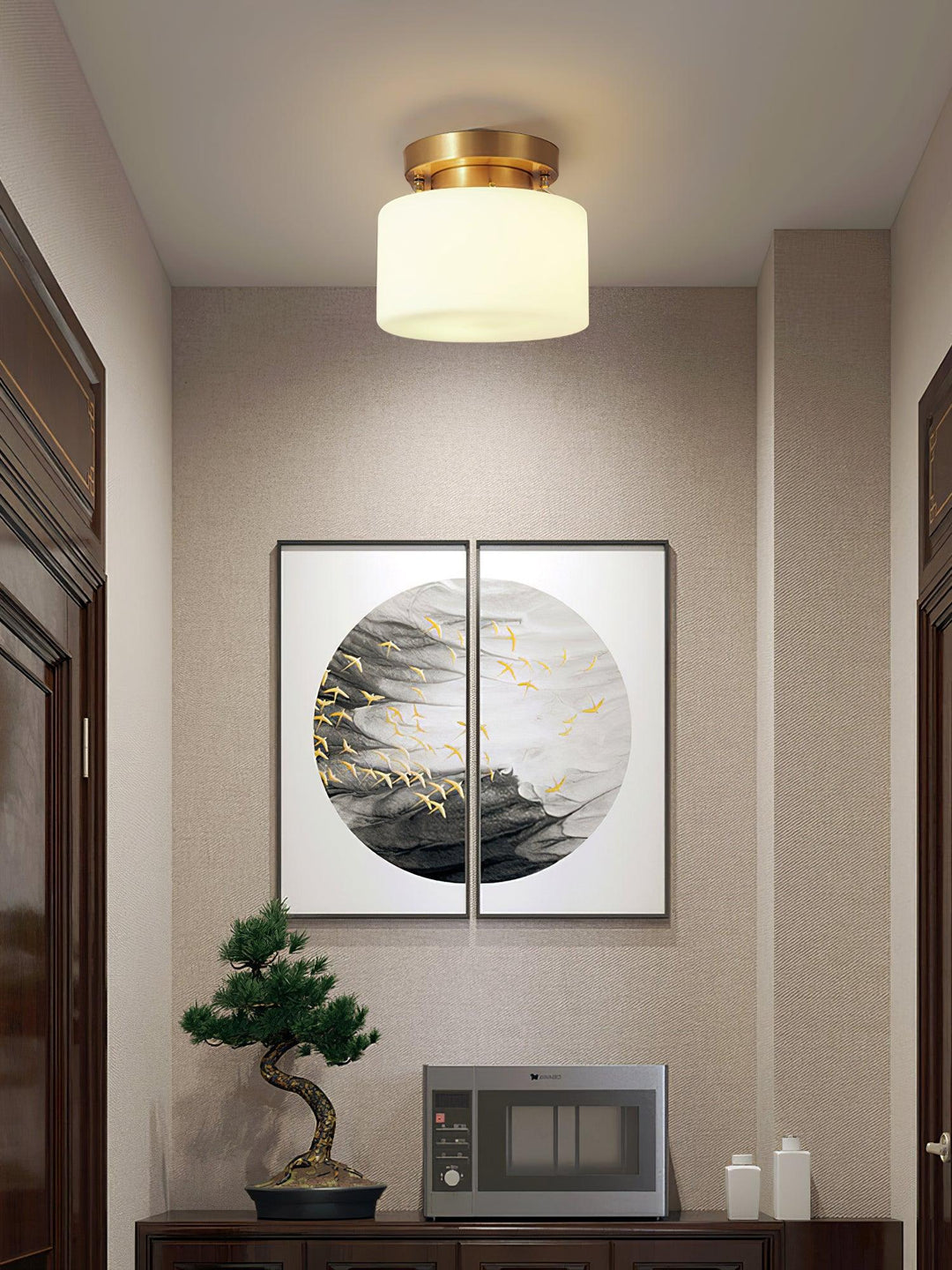 Elsilisra Plafonnier Flush Art Nordique Laiton Verre - Neutralighting