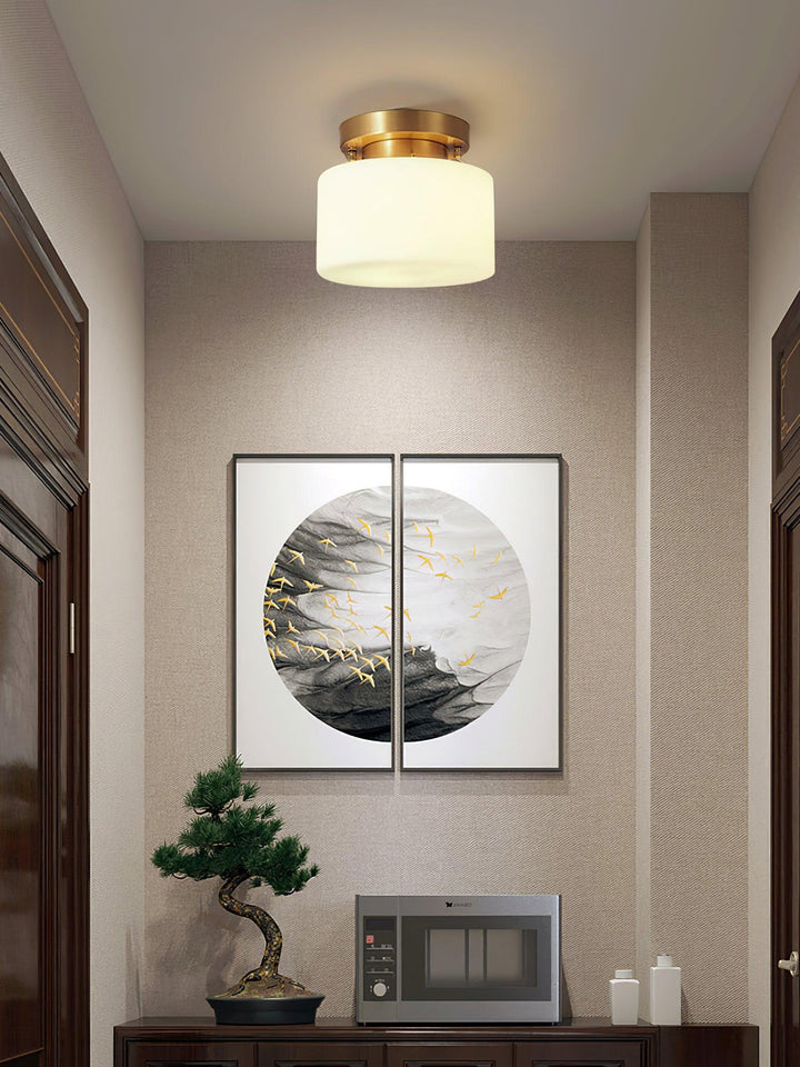 Elsilisra Plafonnier Flush Art Nordique Laiton Verre - Neutralighting