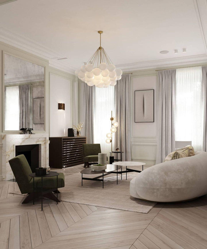 Lustra Chandelier Bulles en Verre Satiné - Neutralighting