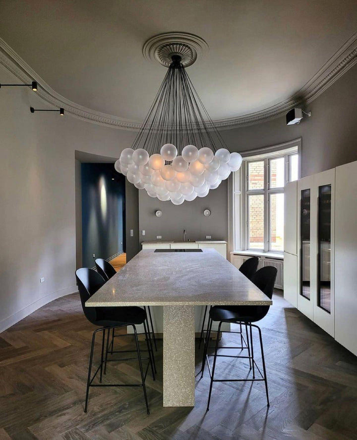 Lustra Chandelier Bulles en Verre Satiné - Neutralighting