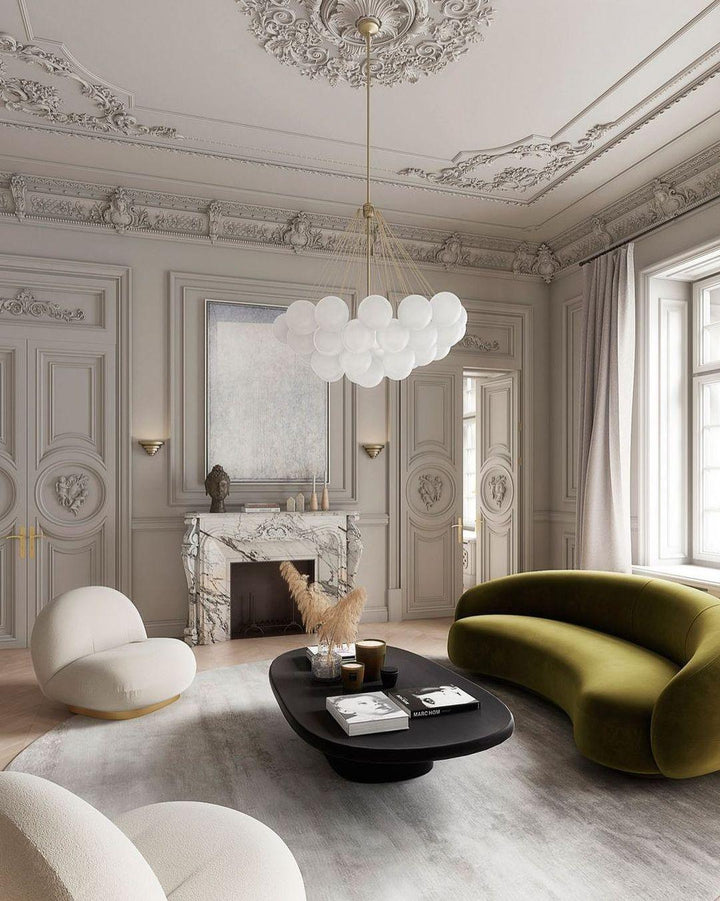 Lustra Chandelier Bulles en Verre Satiné - Neutralighting