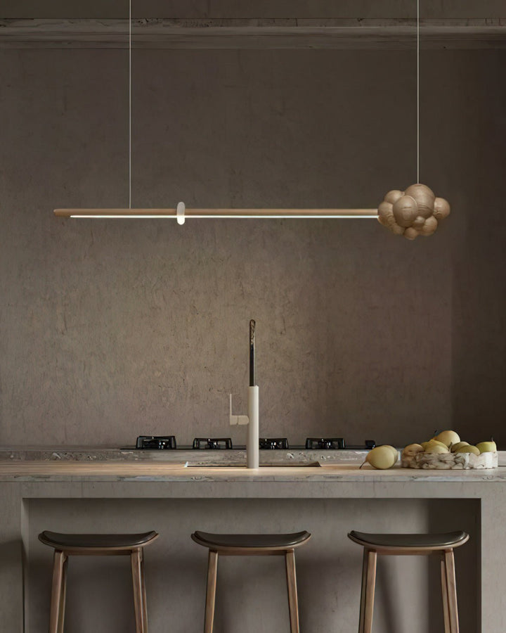 Lustra Suspension Minérale Nuage Bois Minimaliste - Neutralighting
