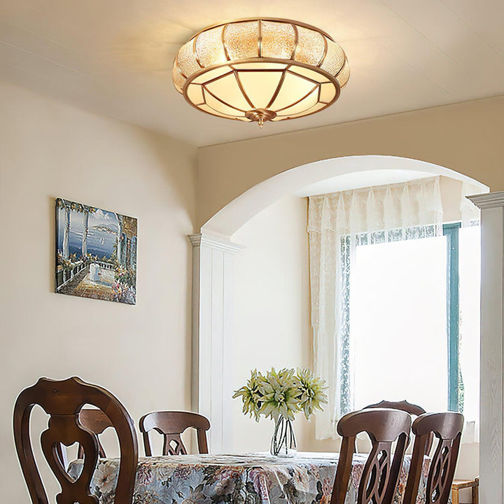 Ulrinara Postmoderne Luxe Tambour Laiton Verre Plafonnier - Neutralighting