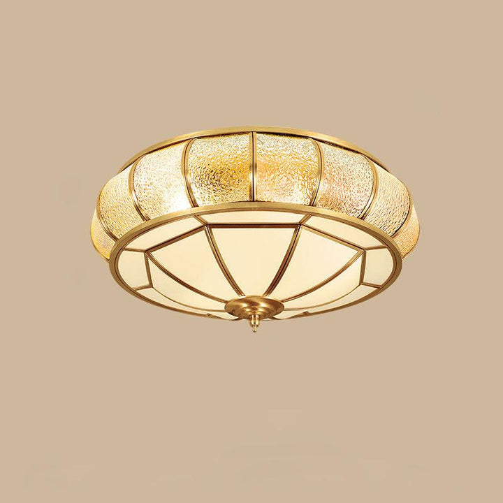 Ulrinara Postmoderne Luxe Tambour Laiton Verre Plafonnier - Neutralighting