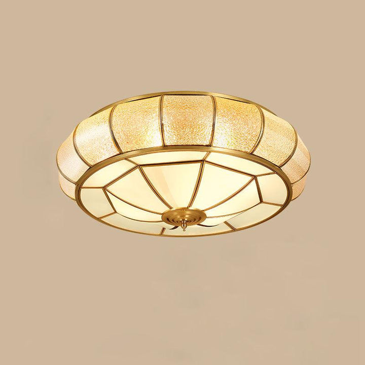 Ulrinara Postmoderne Luxe Tambour Laiton Verre Plafonnier - Neutralighting