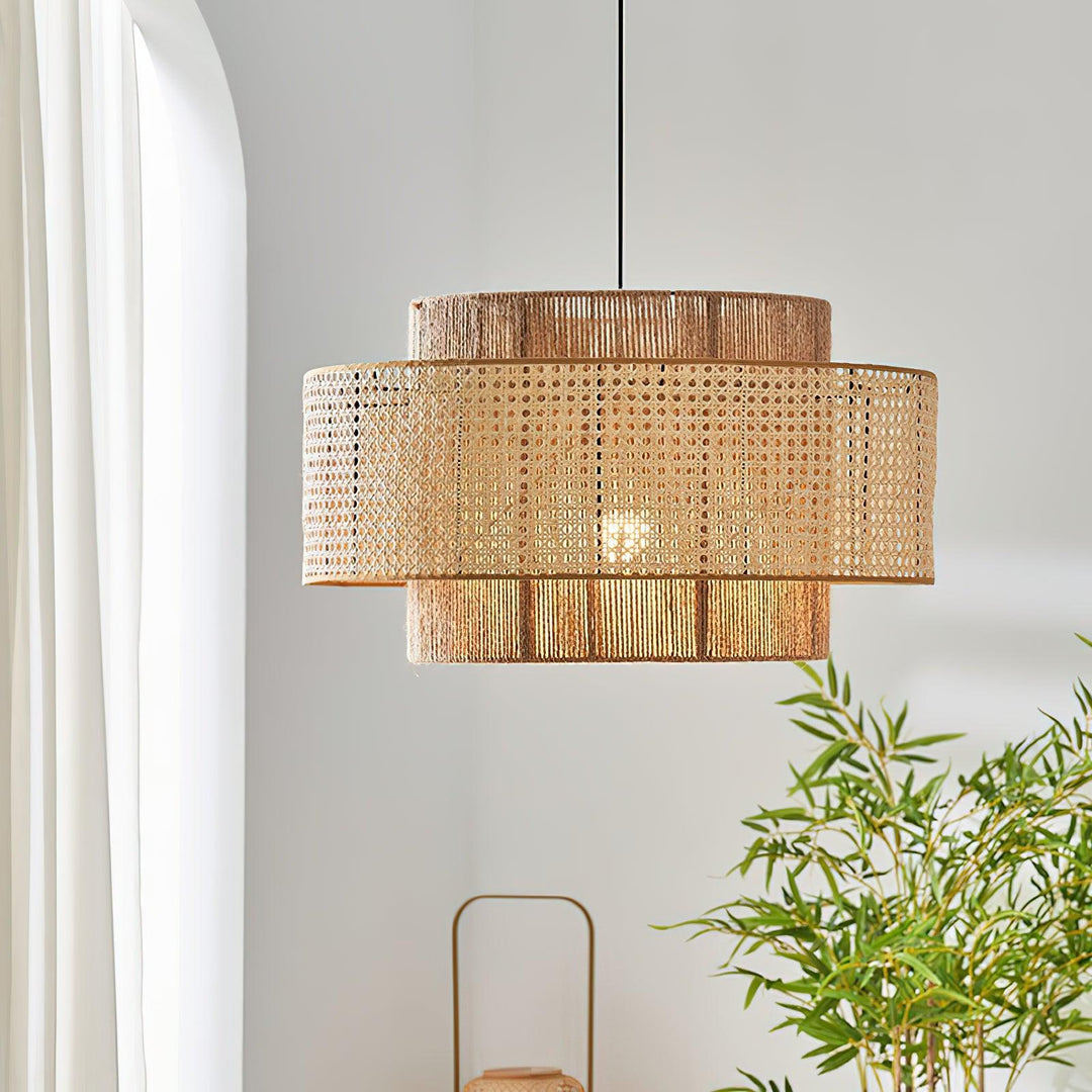 Ulshayra Lampe Suspension en Rotin Concentrique - Neutralighting