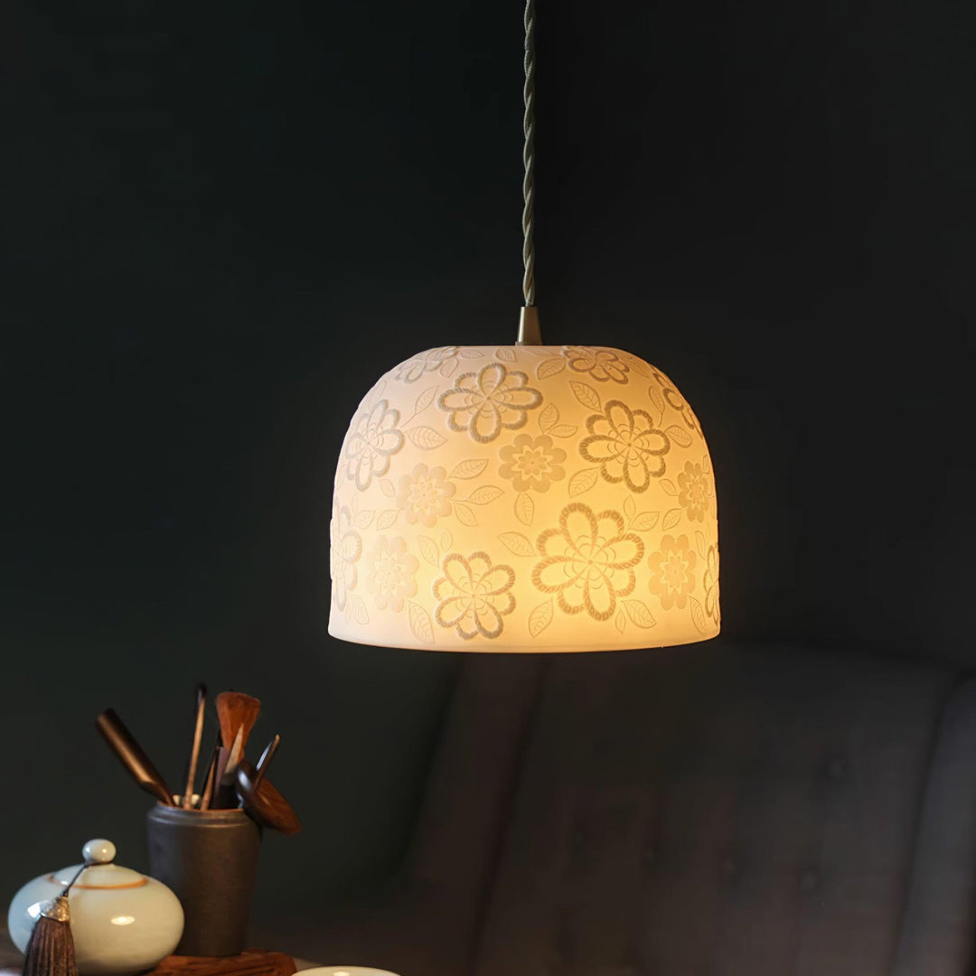 Corals Suspension en Céramique Embossée Florale - Neutralighting