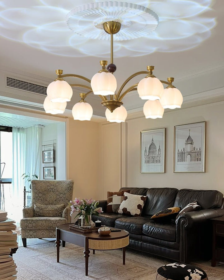 Alshaarae Chandelier Bois Verre Arc Premium Traditionnel - Neutralighting