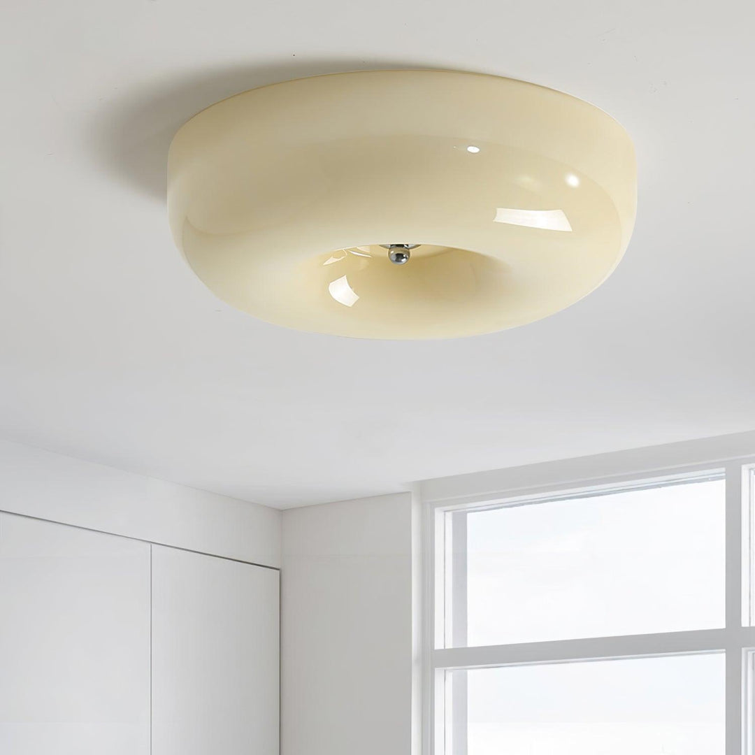 Solara Chandelier Crème Pudding avec Verre Soufflé - Neutralighting