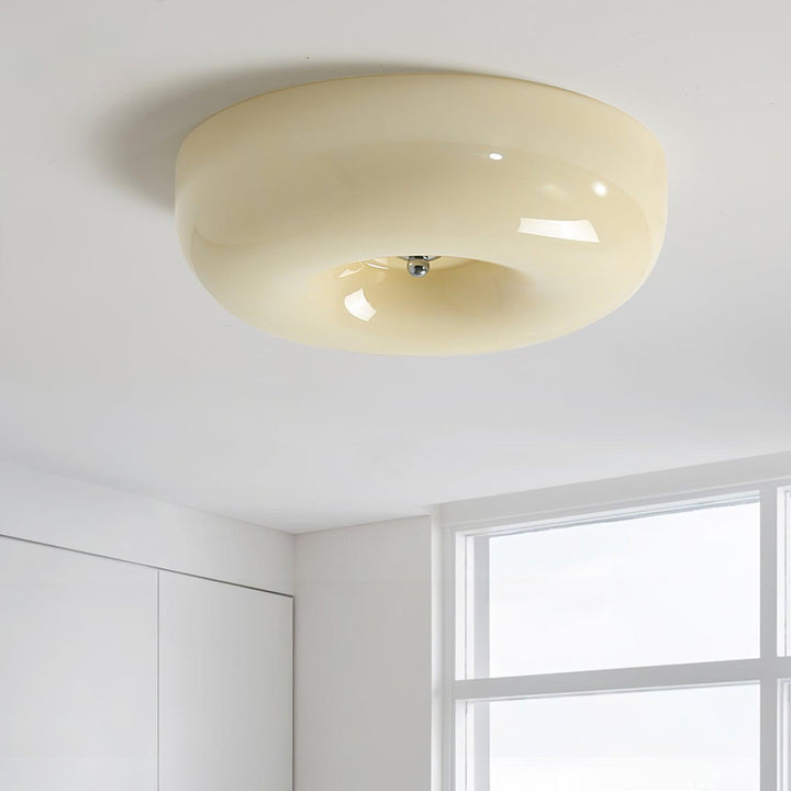 Solara Chandelier Crème Pudding avec Verre Soufflé - Neutralighting