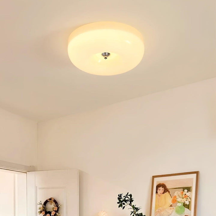 Solara Chandelier Crème Pudding avec Verre Soufflé - Neutralighting
