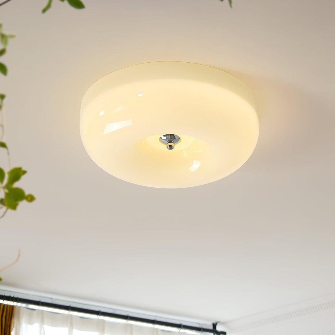 Solara Chandelier Crème Pudding avec Verre Soufflé - Neutralighting