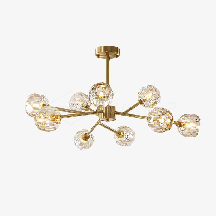 Lustra Suspension Lampe Boule en Cristal et Laiton en Grappe - Neutralighting