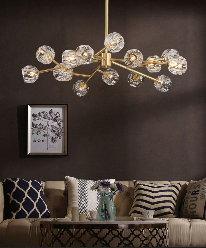 Lustra Suspension Lampe Boule en Cristal et Laiton en Grappe - Neutralighting