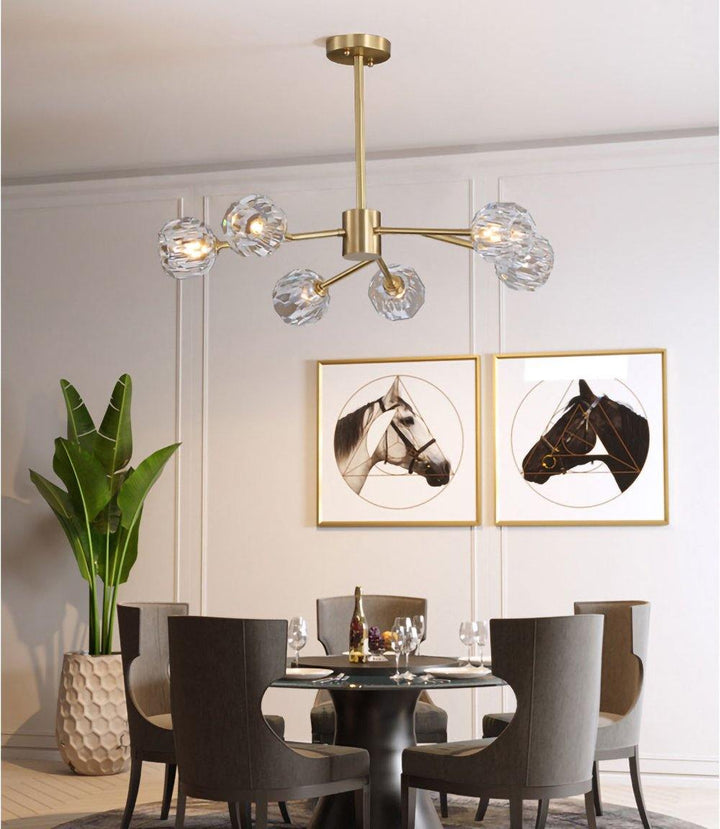 Lustra Suspension Lampe Boule en Cristal et Laiton en Grappe - Neutralighting