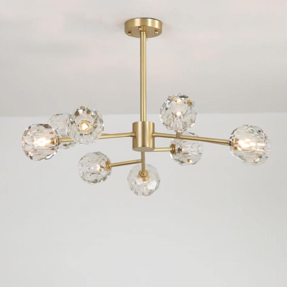 Lustra Suspension Lampe Boule en Cristal et Laiton en Grappe - Neutralighting