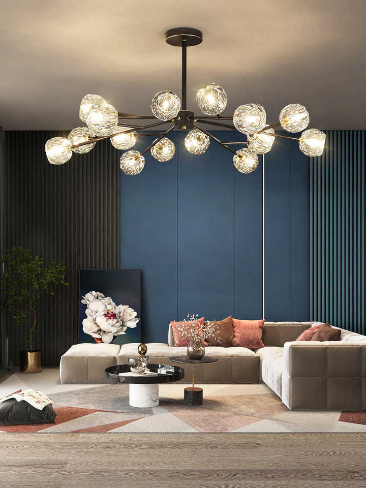 Lustra Suspension Lampe Boule en Cristal et Laiton en Grappe - Neutralighting